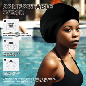 Thêm lớn bơi Cap cho mái tóc dài dreadlocks dệt phần mở rộng bím tóc lọn tóc afros Silicone Bơi cap cho nam giới phụ nữ - Product Image 4