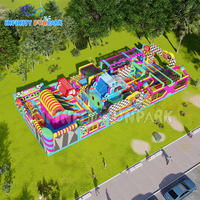 Terrain de jeu gonflable commercial de maison de rebond parc extérieur gonflable grand château plein d'entrain sautant toboggan videur gonflable pour enfants
