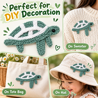 Applique tortue verte au crochet, patch tricoté fait main pour vêtements, sacs, chapeaux, artisanat DIY, couture, décoration, accessoire tortue de mer mignon 5,1 pouces