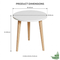 Table basse ronde en bois stable avec pieds coniques, gain de place et multi-usages pour salon, canapé, table d'appoint mini nordique simple