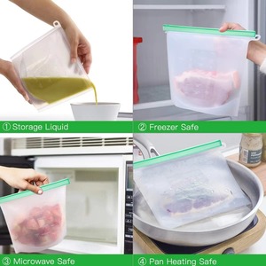 Silicone <b>Zip</b> <b>Lock</b> Food Storage <b>Bags</b> Leakproof Fresh Keeping Pouches Reusable Stand Up Fresh Wrap for Kitchen - Product Image 3