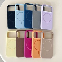 Coque de téléphone magnétique en silicone pour iPhone 17 16 15 Pro Max, étui de protection simple couleur unie pour iPhone 11 12 13 14