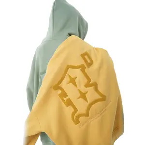 OEM Streetwear toptan büyük beden kazak havlu nakış Hoodie erkekler özel Logo yamalı 3d şönil nakış logosu Hoodie