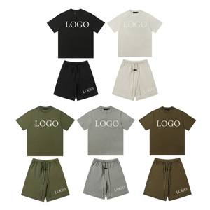 Ensemble T-shirt et short pour homme avec logo personnalisé, col rond, manches courtes, short à taille élastique, ensemble de sport - Product Image 1
