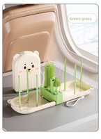 Ensemble de brosses de nettoyage pour biberons avec support de séchage et étui de rangement - Kit de nettoyage portable pour biberons en silicone et PP