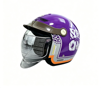 Casque de moto rétro élégant pour adulte avec visière anti-buée pliable, rembourrage intérieur respirant et lavable