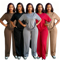 Ensemble polyvalent décontracté et tendance pour femmes européennes et américaines grande taille - Ensemble deux pièces à jambes larges