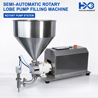 Machine de remplissage semi-automatique à lobes rotatifs à empreinte compacte pour pâtes, sauces et miels à haute viscosité