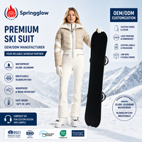 Combinaison de ski matelassée personnalisée OEM pour femme, combinaison de ski beige, combinaison de neige imperméable pour femme, vêtements de ski et de neige