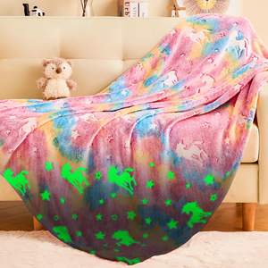 Couverture <span class=keywords><strong>licorne</strong></span> phosphorescente Couverture mignonne pour enfants Couverture polaire en flanelle douce et moelleuse pour canapé canapé-lit - Product Image 2