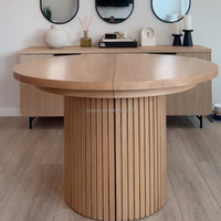 Table transformable design moderne en bois massif, table à manger pliante multifonctionnelle et mobile pour les fêtes