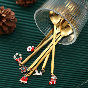 6件套圣诞餐具圣诞咖啡勺不锈钢金餐具咖啡搅拌甜点可爱圣诞礼物 - Product Image 5