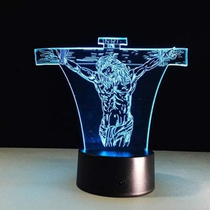 Lampe de table à LED 3D Jésus sur la croix, fonctionne sur piles, veilleuse - Product Image 1