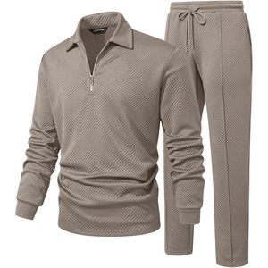 Conjunto Deportivo de Punto Jacquard para Hombre FOXA, Sudadera de Manga Larga y Pantalones Joggers, Atuendo Informal y Transpirable - Product Image 1