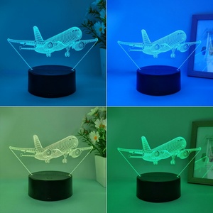 Sunssy Interfaz USB 3D Luz Nocturna Modelo de Avión LED con Control Táctil para Entusiastas Voladores Luces Decorativas de Mesa para Vacaciones - Product Image 4