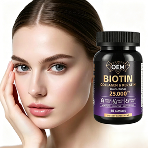Capsules de complexe biotine-collagène OEM ODM, 60 unités, avec MSM et acide hyaluronique, sans OGM, sans gluten, complément alimentaire - Product Image 2