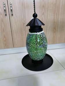 Mosaïque de verre en forme de pomme bleue suspendue Mangeoire à oiseaux extérieure Caractéristique écologique Type de bol - Product Image 4