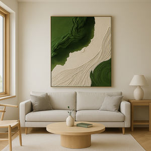 Arte de Pared Abstracto Hecho a Mano con Estilo Wabi Sabi, Decoración del Hogar, Acuarela Azul, Arte de Textura 3D Moderno - Product Image 4