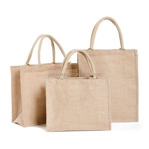 Sac fourre-tout en jute écologique personnalisé avec motif de lettres pour le shopping - Product Image 2