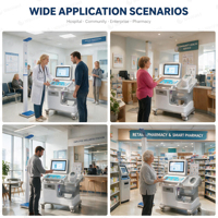 Kiosque de santé à écran tactile en libre-service, kiosque de téléconsultation, kiosque de contrôle de santé, kiosque médical, guichet automatique de santé, analyseur de composition corporelle 3D