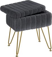 Ottoman PIOEN, tabouret de coiffeuse multifonctionnel moderne, ottoman en fausse fourrure, ottoman de rangement, 4 pieds en métal antidérapants, gris