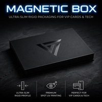 Boîte cadeau en papier rigide ultra-mince noir mat personnalisée pour cartes VIP, impression UV spot, boîte magnétique