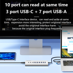 External Power <strong>USB</strong> C and <strong>USB</strong> Hub 7 Port 10 Port Multi <strong>USB</strong> 3.0 Splitter Power <strong>Adapter</strong> with Power Supply - Product Image 5
