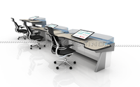 Console de contrôle en métal pour salle de contrôle, poste de travail combiné, commande, surveillance CCTV, mobilier de bureau pour utilisation en centre commercial, assis-debout