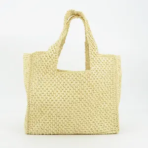 Benutzer definierte Logo Luxus Designer Handtaschen Großhandel Damen Geldbörsen Stroh Strand Frauen Handtaschen