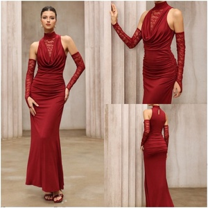 Abito <span class=keywords><strong>da</strong></span> <span class=keywords><strong>sera</strong></span> lungo elegante e sexy <span class=keywords><strong>da</strong></span> donna D&M Custom Luxury Fashion, modello a <span class=keywords><strong>tubino</strong></span> con fiocco sul collo, ideale per compleanni, matrimoni, feste e serate di gala. - Product Image 3