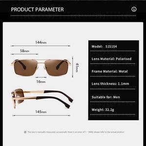 Высококачественные комфортные солнцезащитные очки UV400, модные прямоугольные дизайнерские очки для улицы, поляризованные, с золотой металлической оправой, для мужчин - Product Image 2