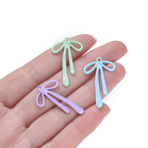 Alloy Bowknot Pendant Charm In Pastel Colors For Jewelry Making And DIY Accessories Unisex Gift - Product Image 4