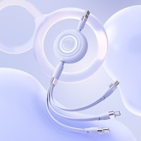 Cable Multifunción Retráctil 3 en 1 para Teléfono Móvil, Cables de Carga Rápida de 3A 5A 100W para Tipo C, L, Micro B