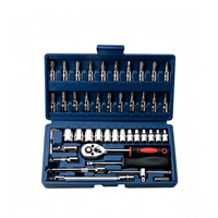 Jeu de clés à cliquet métriques en acier de 46 pièces de 1/4 pouce avec jeu de douilles hexagonales pour kit d'outils de mécanicien - Outils de réparation automobile