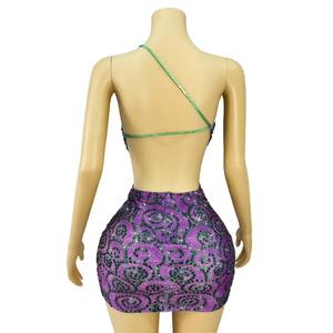 Costume da ballo Xinjiang sexy con strass scintillanti e design speciale, senza schienale, con bretelle, per cantanti, feste, club e spettacoli femminili - Product Image 2