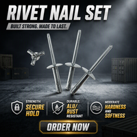 Rivets Tri-Grip 5/32 3/16 pour Kayak, Canoë, Bateau – Rivets à Encliquetage Longs en Aluminium à Grande Tête à Volants – Rivets à Encliquetage Tri-Fold