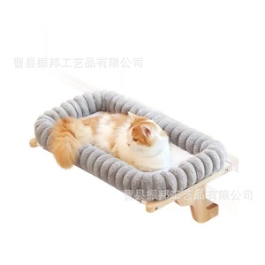 Wooden Window Sill <b>Cat</b> Bed Faux Fur Rectangle Pet Bed For <b>Cat</b> Four Seasons Use - Product Image 5