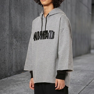 Sudadera con Capucha Oversize de Manga 3/4 para Hombre, 100% Algodón, Lisa, Estilo Urbano, Otoño, Impresión Personalizada - Product Image 2