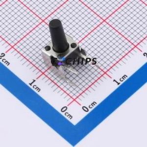 TS66115ZJ 022 Tactile Switch Bent Lead Through Hole-4P,7.3x6.1mm Single Pole Single Throw Round Button 2.5N Right Angle Insert - Product Image 1