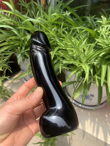 Großhandel Natürliche Heilkristalle Massage Yoni-Stäbe Penis Obsidian Kristall Edelstein Geschnitzter Schwarzer Obsidian Männlicher Dildo - Product Image 6