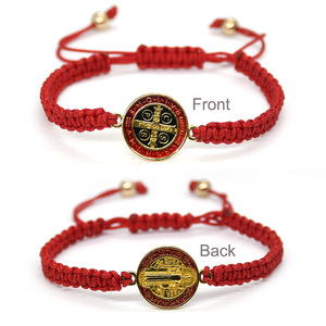 Corda Portafortuna Intrecciata con Rosario di San Benedetto e San Giuda, Fatto a Mano, in Lega di Zinco e Perle, con Farfalla Trendy e 7 Croci Intrecciate - Product Image 3