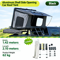 Tente de toit respirante à double couche, noire, en aluminium alvéolé, ouverture latérale, chambre mobile pour le camping en randonnée