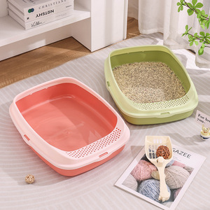 กระบะทรายแมวแบบกึ่งปิด ทรงสี่เหลี่ยมผืนผ้า 46x34x12 ซม. วัสดุ PP สำหรับแมวโต - Product Image 3