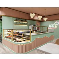 Comptoir moderne en bois pour restaurant, pâtisserie, glacier, gâteaux et café, présentoir alimentaire pour centre commercial