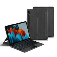 Nouveau pour Samsung Galaxy Tab S7 Étui Clavier 11 pouces - Clavier rétroéclairé 7 couleurs - Housse Folio en cuir mince avec support pour stylet S Pen
