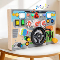 Jouets éducatifs pour la petite enfance, jouets à interrupteurs lumineux LED, jouets de planche d'activités en bois, jouet de planche d'activités multifonctionnel en bois