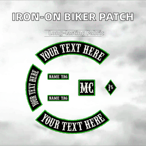 Ensemble de patchs personnalisés pour club de motards, bordure verte, haut et bas, badges brodés MC 1 Percent, étiquettes nominatives Rockers - Product Image 2