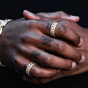 Anillo de Dedo Dorado de Nuevo Diseño con Circonitas, Anillos Gruesos Cubanos de Latón para Mujer y Hombre, Venta al por Mayor de Fábrica, Accesorios de Hip Hop y Rock - Product Image 6
