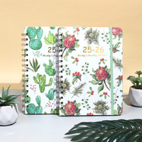 Carnet de planification A5 à spirale, 100 feuilles, papier FCS, couleur CMJN, estampage à chaud, agenda hebdomadaire transfrontalier, motif floral