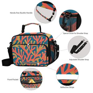 Sac à déjeuner isotherme personnalisé avec logo imprimé corail, fermeture éclair, sac de transport alimentaire portable pour l'école et les voyages - Product Image 3